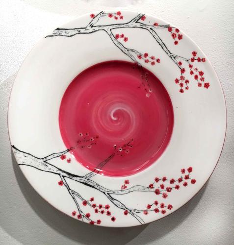 Large Cherry Blossom Plate by Anne Egitto