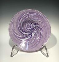 Large Purple and White Twisted Bowl by AlBo Glass