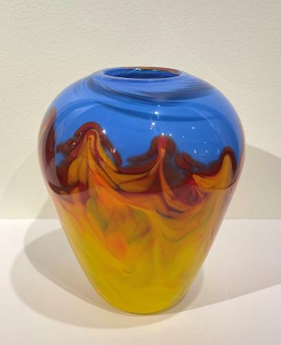 Flint Hills Prairie Fire Whimsey Vase by AlBo Glass