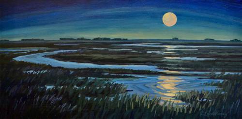 Moonrise Over Marsh by Kristin Goering