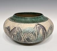 Furney, Joyce: Green and Blue Collared Bowl by Estate Artwork