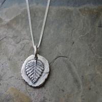 Elm Leaf Pendant Necklace in Fine Silver by Artisan Jewelry