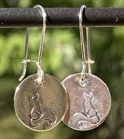 Foxes on Sterling Silver Disc Earrings by Artisan Jewelry