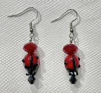 Lady Bug and Ruby Jade Earrings by Artisan Jewelry