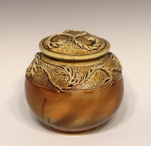 Art Nouveau Style Hand Embellished Lidded Jar by Phyll Klima