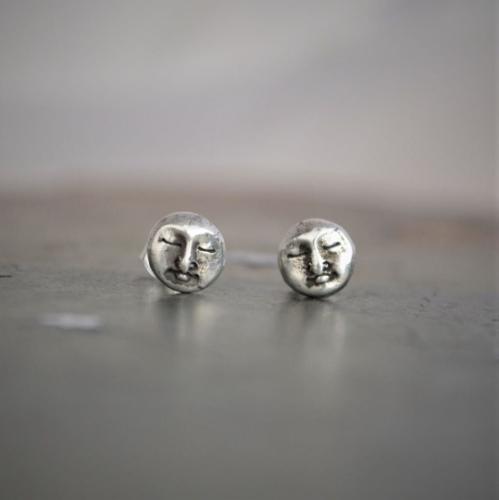 Tiny Moon Stud Earrings by Artisan Jewelry