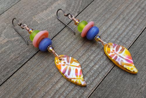 Dragonfly Polymer and Glass Drop Earrings by Artisan Jewelry