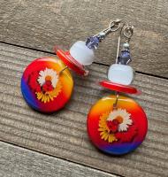 Floral Print in Glass Drop Earrings by Artisan Jewelry