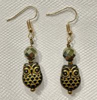 Disco Owl - Glass and Pyrite Earrings by Artisan Jewelry