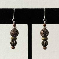 Copper, Brass, and Sterling Silver Earrings - MT 443 by Artisan Jewelry