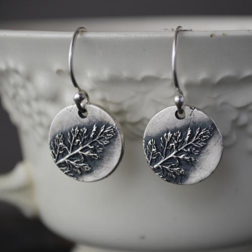 Western Yarrow Earrings in Fine Silver by Artisan Jewelry