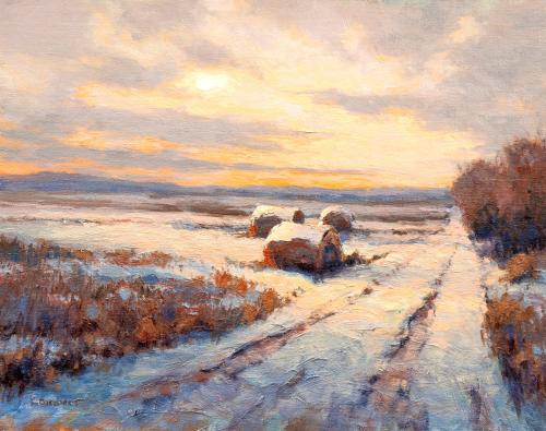 Snowy Haybales by Kim Casebeer