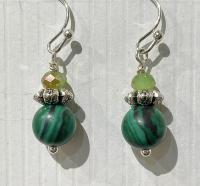 Dark Green Succulent Earrings - Malachite, Silver by Artisan Jewelry