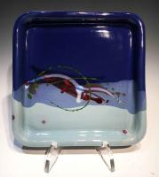Large Square Plate - Cobalt, Light Blue, and Pale Blue by Macy Dorf