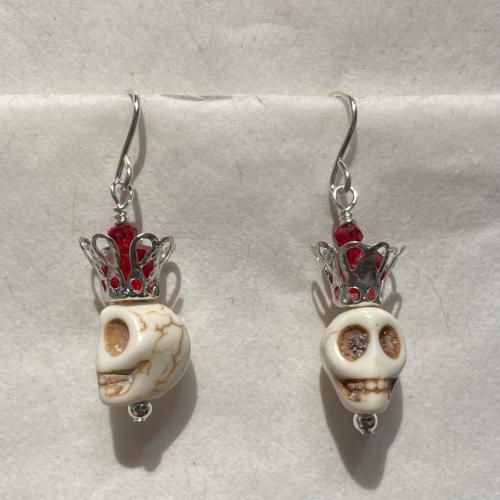 Small Skull with Crown Earrings - #MT27 by Artisan Jewelry