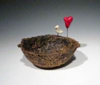 Nest with Bird and Heart by Cathy Broski