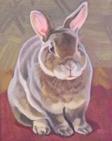 Gray Rabbit on Rose and Olive by Nora Othic