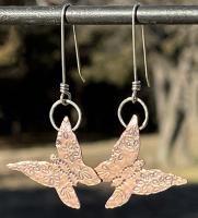 Copper Butterfly Earrings on Sterling Silver Wire by Artisan Jewelry