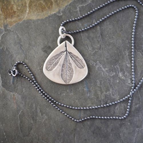 Blue Wild Indigo Leaf Necklace in Sterling Silver - 18" by Artisan Jewelry