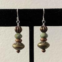 Copper, Brass, and Jasper Earrings - MT 446 by Artisan Jewelry