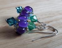 Purple and Teal Glass Earrings by Artisan Jewelry